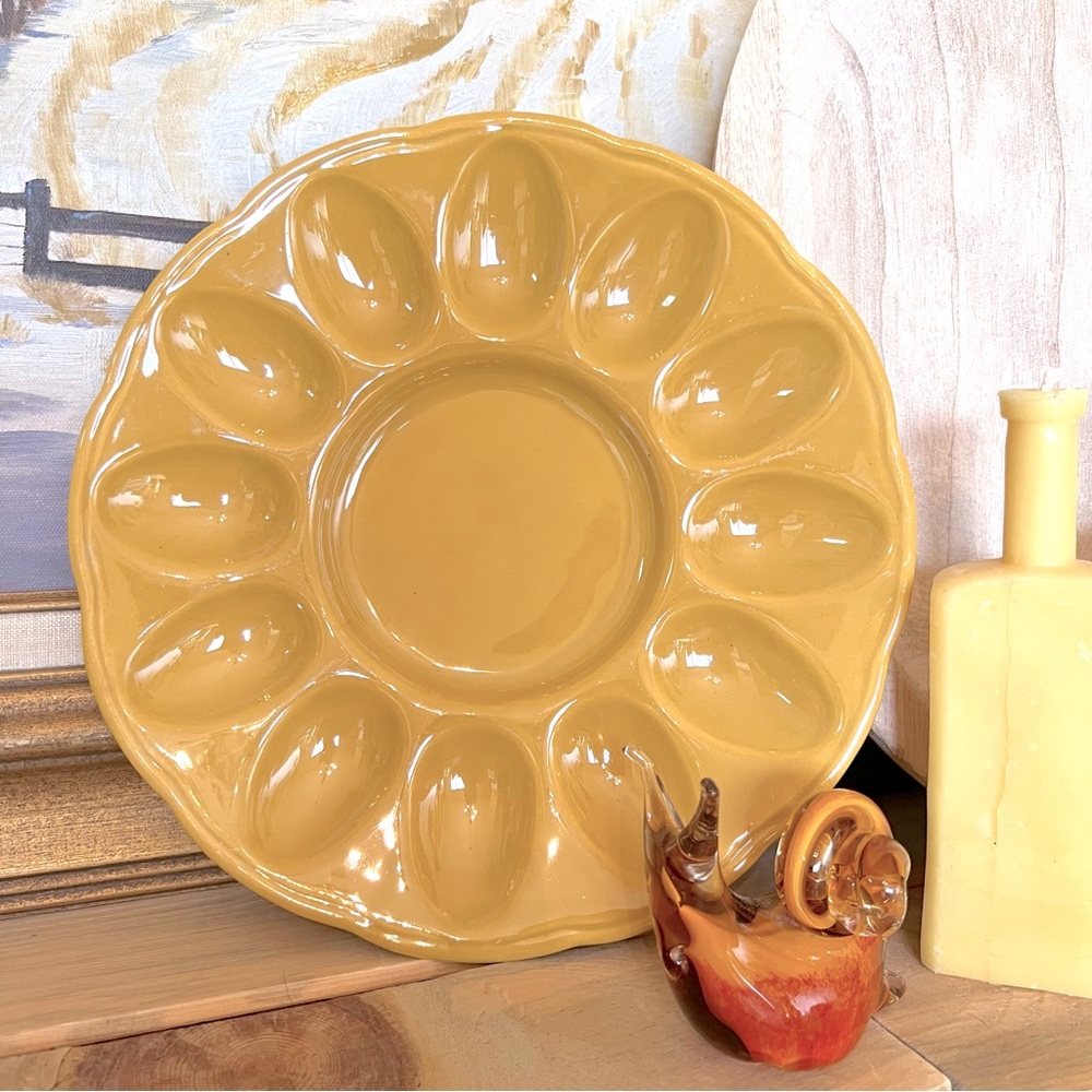 Vintage 1960’s Italian Pottery Deviled Egg hors d’oeuvres Serving Platter